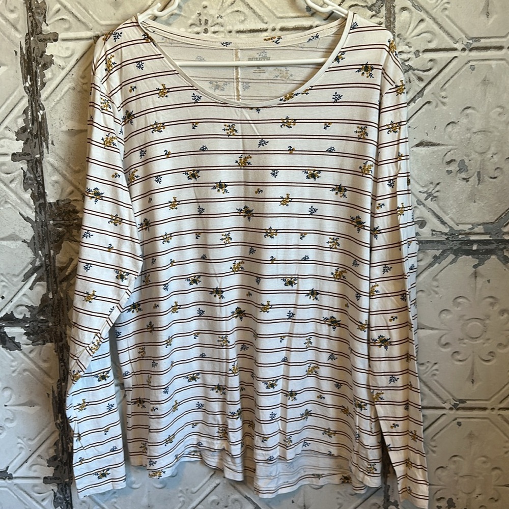 Striped Floral Long Sleeve Top